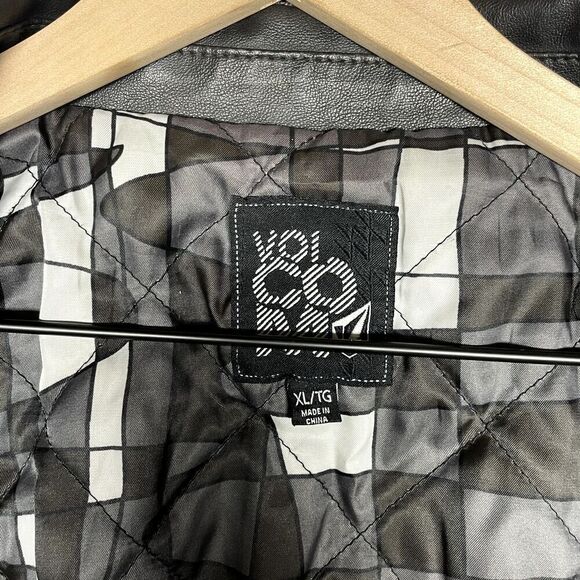 Volcom Faux Leather Riders Jacket Black Size XL Double Zipper - Picture 3 of 11